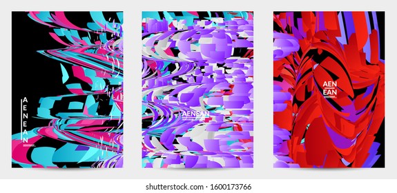 Abstract flyer template with bright colored random small particle explosion. Sport music social media layout. Optical art dynamic background with outer space motion. Futuristic vector.