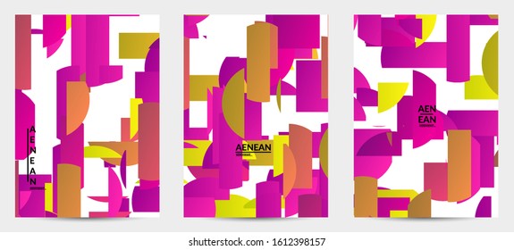 Abstract flyer template with bright colored random stripes. Dynamic modern design with scattered gradient geometric shapes. Simple colorful futuristic elements. Sport music social media layout.