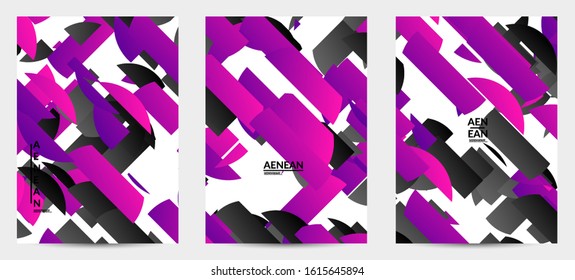 Abstract flyer template with bright colored random stripes. Dynamic modern design with scattered gradient geometric shapes. Simple colorful futuristic elements. Sport music social media layout.