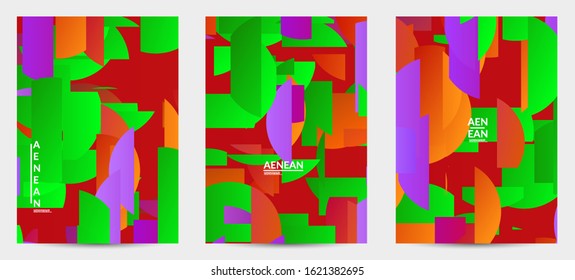 Abstract flyer template with bright colored random stripes. Dynamic modern design with scattered gradient geometric shapes. Simple colorful futuristic elements. Sport music social media layout.
