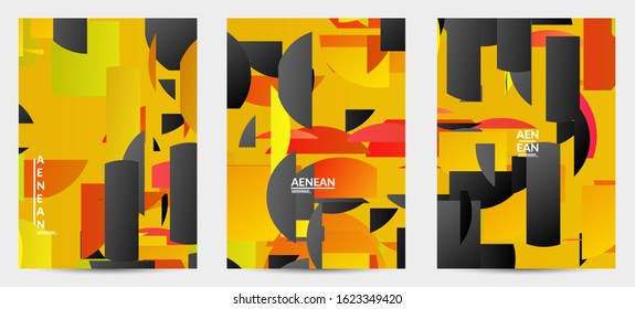 Abstract flyer template with bright colored random stripes. Dynamic modern design with scattered gradient geometric shapes. Simple colorful futuristic elements. Sport music social media layout.