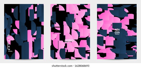 Abstract flyer template with bright colored random stripes. Dynamic modern design with scattered gradient geometric shapes. Simple colorful futuristic elements. Sport music social media layout.