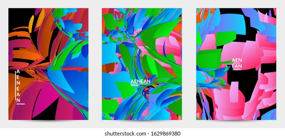 Abstract flyer template with bright colored random small particle explosion. Sport music social media layout. Optical art dynamic background with outer space motion. Futuristic vector.