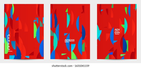 Abstract flyer template with bright colored random stripes. Dynamic modern design with scattered gradient geometric shapes. Simple colorful futuristic elements. Sport music social media layout.