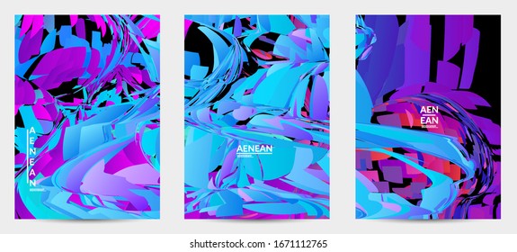 Abstract flyer template with bright colored random small particle explosion. Sport music social media layout. Optical art dynamic background with outer space motion. Futuristic vector.