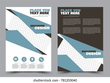 Abstract flyer template.  Brown and blue color. Vector illustration.