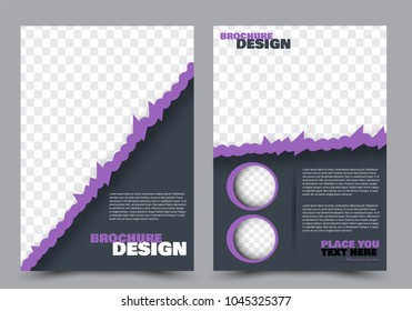Abstract flyer template. Business brochure design. Purple and grey color. Vector illustration.