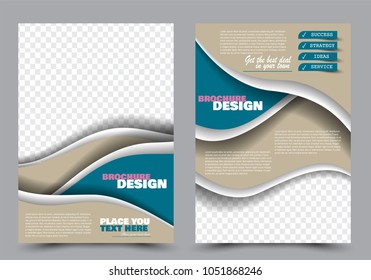 Abstract flyer template. Business brochure design. Blue and brown color. Vector illustration.