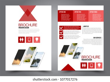Abstract flyer template. Business brochure design. For education, school, business, presentation. Red color. Vector illustration.