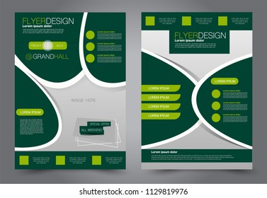 Abstract flyer template. Business brochure design. Green color. Vector illustration.