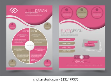 Abstract flyer template. Business brochure design. Pink and brown color. Vector illustration.