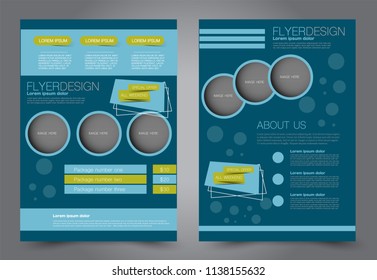 Abstract flyer template. Business brochure design. Blue and greencolor. Vector illustration.