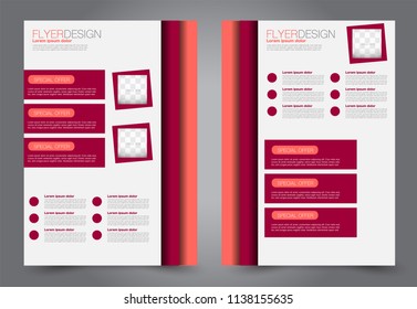 Abstract flyer template. Business brochure design. Red color. Vector illustration.