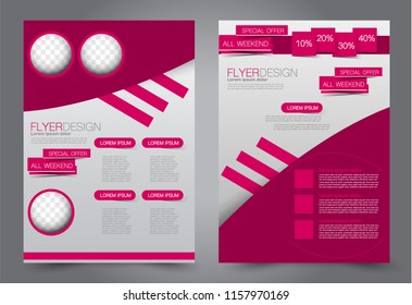 Abstract flyer template. Business brochure design. Pink color. Vector illustration.