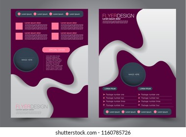 Abstract flyer template. Business brochure design. Purple and pink color. Vector illustration.