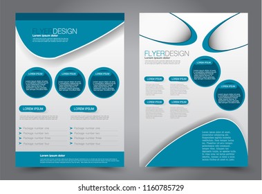 Abstract flyer template. Business brochure design. Blue color. Vector illustration.