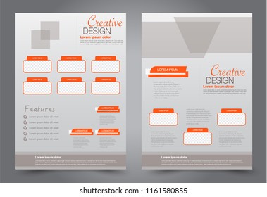 Abstract flyer template. Business brochure design. Orange color. Vector illustration.