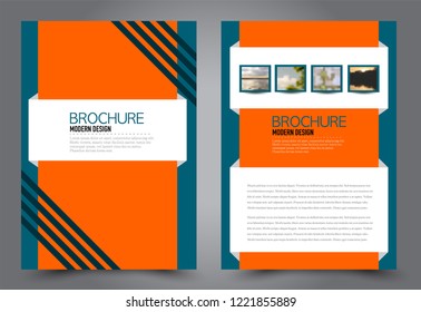 Abstract flyer template. Business brochure design. For education, school, business, presentation. Orange and blue color. Vector illustration.