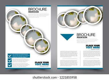 Abstract flyer template. Business brochure design. Blue color. Vector illustration.