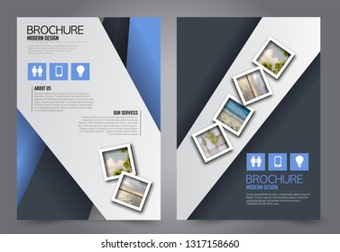 Abstract flyer template. Business brochure design. For education, school, business, presentation. Blue color. Vector illustration.