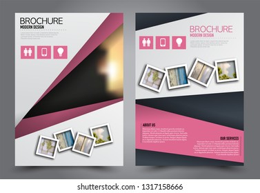 Abstract flyer template. Business brochure design. For education, school, business, presentation. Pink color. Vector illustration.