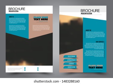 Abstract flyer template. Business brochure design. For education, school, business, presentation. Blue and brown color. Vector illustration.