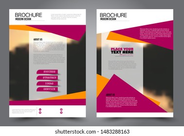 Abstract flyer template. Business brochure design. For education, school, business, presentation. Pink and yellow color. Vector illustration.