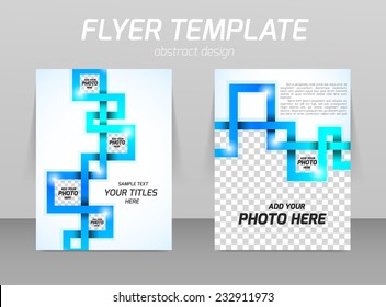 Abstract flyer template design with blue squares