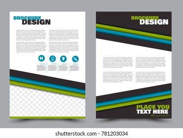 Abstract flyer template.  Green and blue color. Vector illustration.