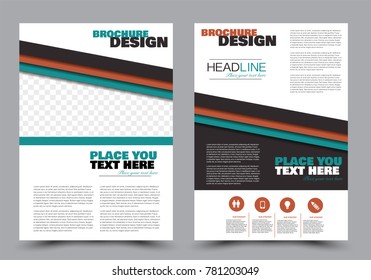 Abstract flyer template.  Green and orange color. Vector illustration.