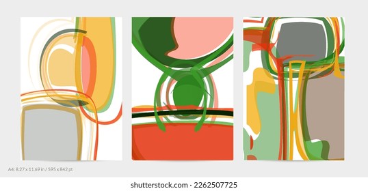 Abstract flyer template with large scale bright acrylic paint brush stroke texture on white background. Random overlapping shapes with smooth watery look. Liquid fluid paint art backdrop design.