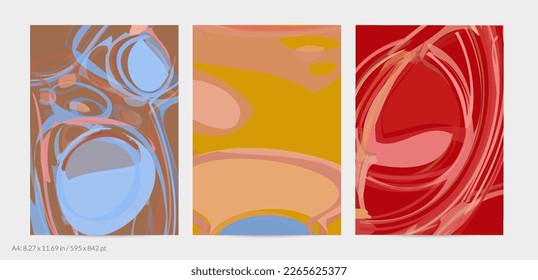 Abstract flyer template with large scale bright acrylic paint brush stroke texture. Deep dark colors. Random overlapping shapes with smooth watery look. Liquid fluid paint art backdrop design.