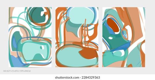 Abstract flyer template with large scale bright acrylic paint brush stroke texture on white background. Random overlapping shapes with smooth watery look. Liquid fluid paint art backdrop design.
