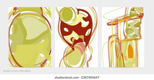 Abstract flyer template with large scale bright acrylic paint brush stroke texture on white background. Random overlapping shapes with smooth watery look. Liquid fluid paint art backdrop design.