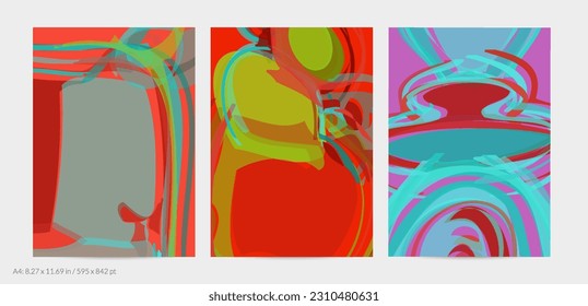 Abstract flyer template with large scale bright acrylic paint brush stroke texture. Deep dark colors. Random overlapping shapes with smooth watery look. Liquid fluid paint art backdrop design.