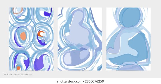 Abstract flyer template with large scale bright acrylic paint brush stroke texture on white background. Random overlapping shapes with smooth watery look. Liquid fluid paint art backdrop design.