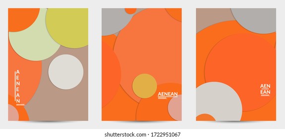 Abstract flyer template with paper cut overlapping geometric shapes. Top view of retro colored vector background objects. Flat lay material design. Artistic geometric pattern. Vector illustration. 
