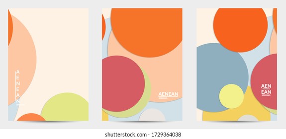 Plantilla de volante abstracta con formas geométricas superpuestas de corte de papel. Vista superior de los objetos de fondo vectoriales retro. Diseño de material liso y plano. Patrón geométrico artístico. Ilustración vectorial. 
