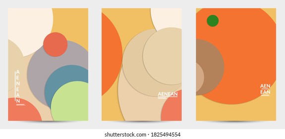Abstract flyer template with paper cut overlapping geometric shapes. Top view of retro colored vector background objects. Flat lay material design. Artistic geometric pattern. Vector illustration. 