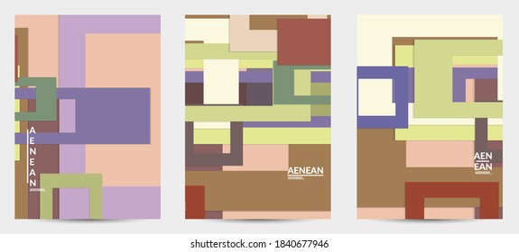 Plantilla de volante abstracta con formas geométricas superpuestas de corte de papel. Vista superior de los objetos de fondo vectoriales retro. Diseño de material liso y plano. Patrón geométrico artístico. Ilustración vectorial. 