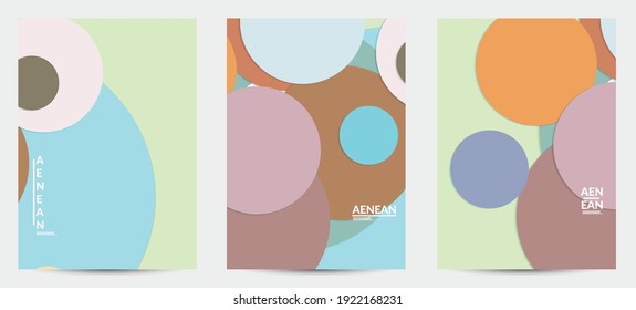 Abstract flyer template with paper cut overlapping geometric shapes. Top view of retro colored vector background objects. Flat lay material design. Artistic geometric pattern. Vector illustration. 