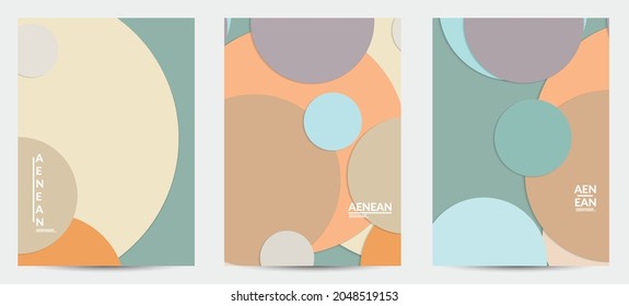 Abstract flyer template with paper cut overlapping geometric shapes. Top view of retro colored vector background objects. Flat lay material design. Artistic geometric pattern. Vector illustration. 