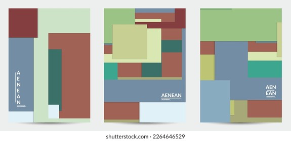 Abstract flyer template with paper cut overlapping geometric shapes. Top view of retro colored vector background objects. Flat lay material design. Artistic geometric pattern. Vector illustration. 