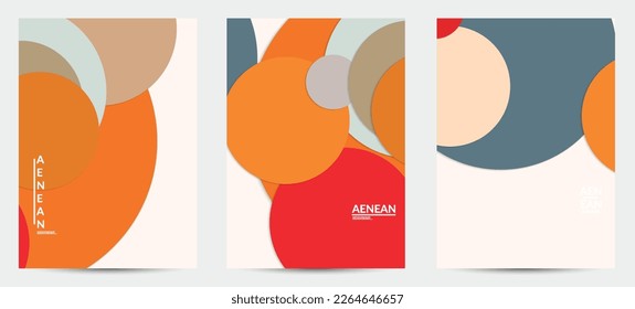 Abstract flyer template with paper cut overlapping geometric shapes. Top view of retro colored vector background objects. Flat lay material design. Artistic geometric pattern. Vector illustration. 