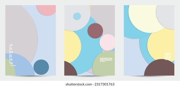 Abstract flyer template with paper cut overlapping geometric shapes. Top view of retro colored vector background objects. Flat lay material design. Artistic geometric pattern. Vector illustration. 