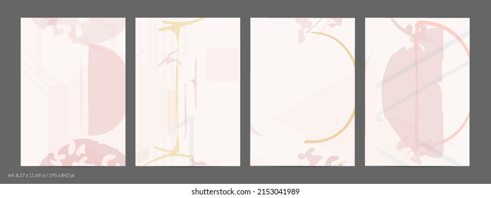 Plantilla de volante abstracta con líneas y formas geométricas dibujadas a mano. Composición mínima contemporánea. Diseño de arte moderno. Fondo de color claro Pastel. Geometría simple texturada de rango.