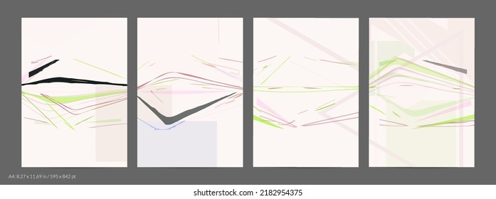 Plantilla de volante abstracta con líneas y formas geométricas dibujadas a mano. Composición mínima contemporánea. Diseño de arte moderno. Fondo de color claro Pastel. Geometría simple texturada de rango.