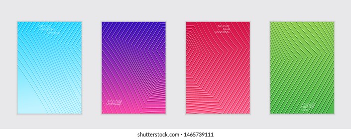 Abstract flyer templates with bright gradient and simple geometric shapes. Minimalist design with embossed effect.