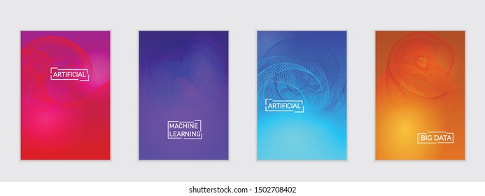 Abstract flyer templates with curvy lines on bright gradient. Wavy  blended simple background. Minimal modern design for marketing technology