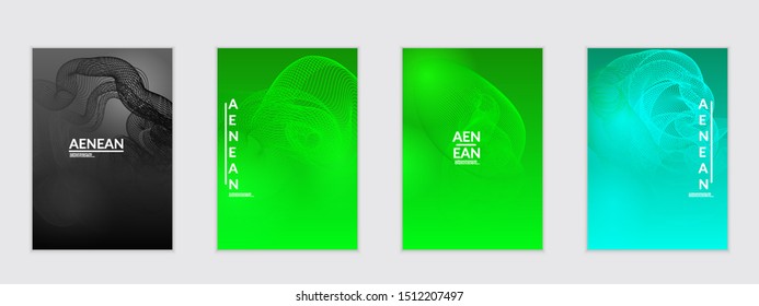 Abstract flyer templates with curvy lines on bright gradient. Wavy  blended simple background. Minimal modern design for marketing technology